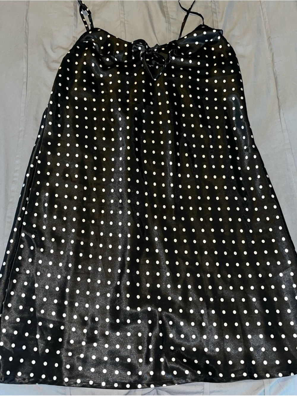 Chanteuse Intimates Black Polka Dot Slip Dress